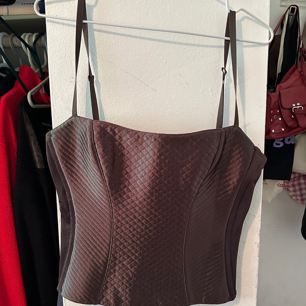 La Vie En Rose Brown Bustier Camisole Top